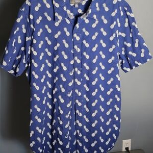 Navy Pineapple Print Men's Casual Shirt Wallin & Bros Size XL